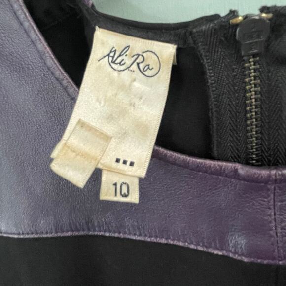 Ali Ro Bodycon Dress Size 10 Black Dress Purple Leather Accent - Picture 4 of 5
